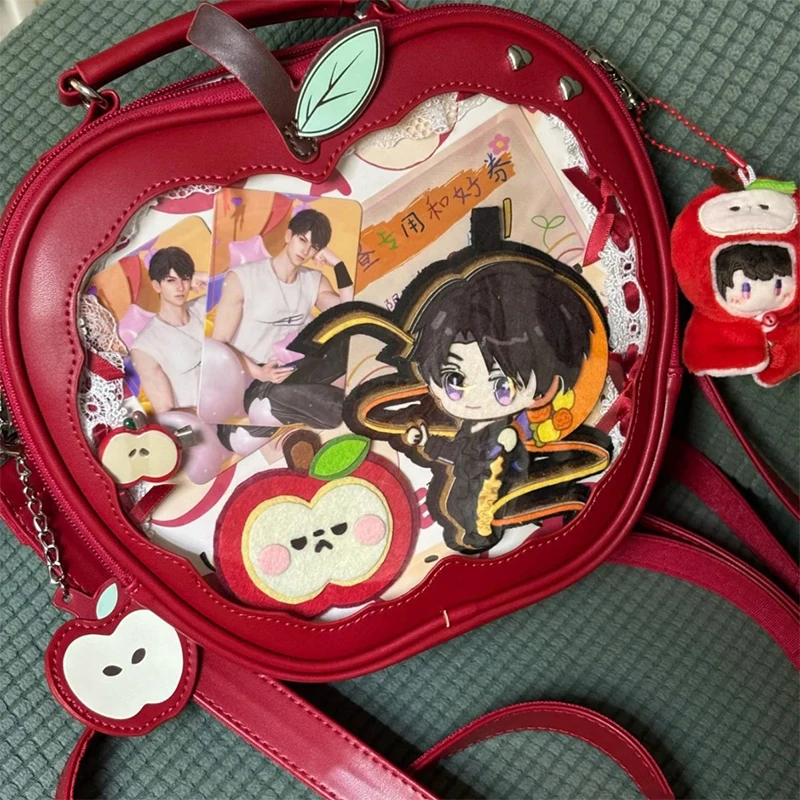 Sweet Girls Backpack New Cute Apple Shape Itabag Niche Design Handheld Crossbody Fashion Hot Sale Transparent Doll Leisure Bags