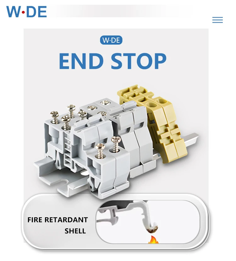 End Stop SAK blocos terminais, Din Rail