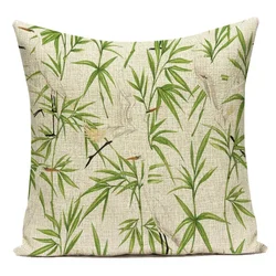 Nordic Bamboo Leaves Decorative Cushion Cover - Fresh Green Home and Sofa Accent - 45x45cm (1)