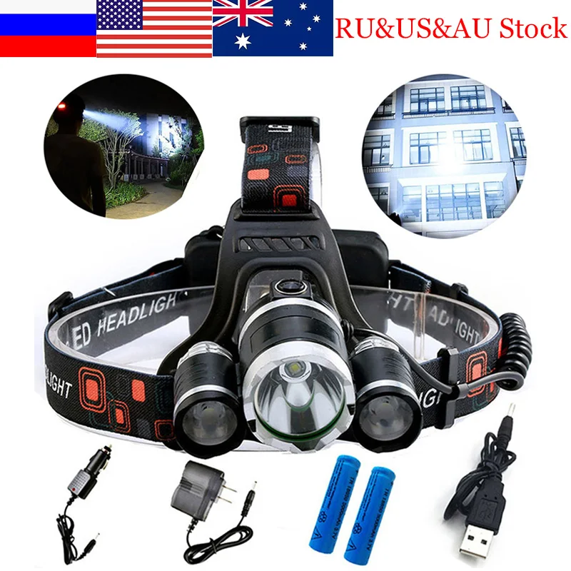 ZK20 8000LM LED Headlamp Head Lamp Light Headlight Hunting Camping Fishing Mining Torch Light 18650 Rechargeable Battery