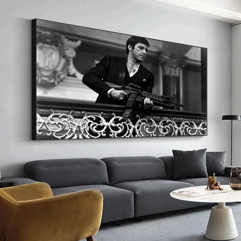 Tony Montana Faceless Man Movie Poster Pinturas sobre lienzo Arte moderno Decorativo Negro Blanco Imágenes de pared Decoración del hogar-60x90cm Sin marco 
