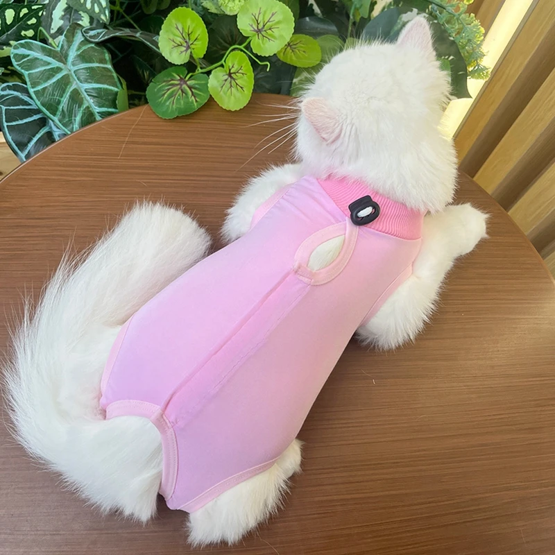 고양이 회복 세트 점프 수트 복부 관리 애완 동물 새끼 고양이, 물기 방지, 수술 후 핥기 방지 조끼 착용, 강아지 새끼 고양이 젖기 세트