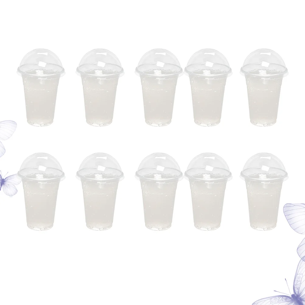 50/100Pcs 360ml/380ml/500ml Disposable Clear Coffee Cups Disposables Disposable With Lids with a Hole Dome Lids for Tea Fruit