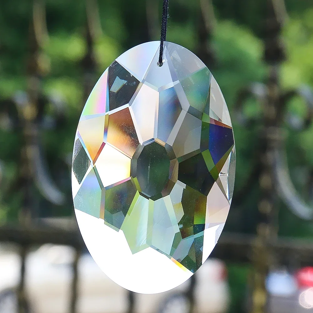 90MM Clear Hollow-out Sunflower Glass Chandelier Crystal Pendant Glass Art Prism Faceted Suncatcher Making Supplies Hanging 1PC