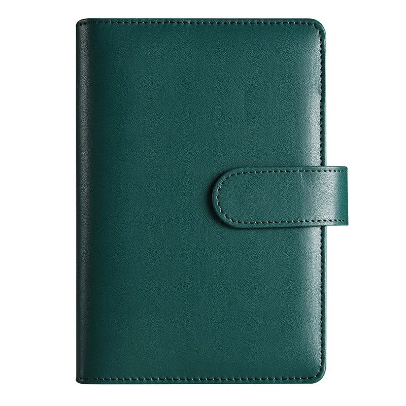 Luxurious Dark Green & Blue PU Leather 6-Ring Binder Notebook Cover - Kawaii Stationery Journal Edition