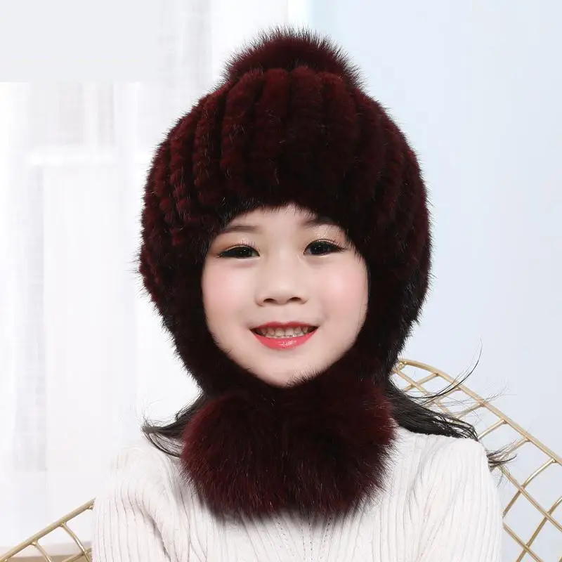 Mink Hair Baby Hat Winter Children Boys And Girls Ear Protection Winter Fur Korean Version Thick Warm Cute Cute Hair Ball
