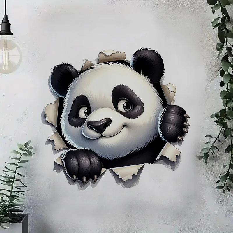 90863# Panda in the Hole Self-Adhesive Toilet Stickers,Wall Decal Removable, Reusable Vinyl Car Sticker for Bathroom Decor