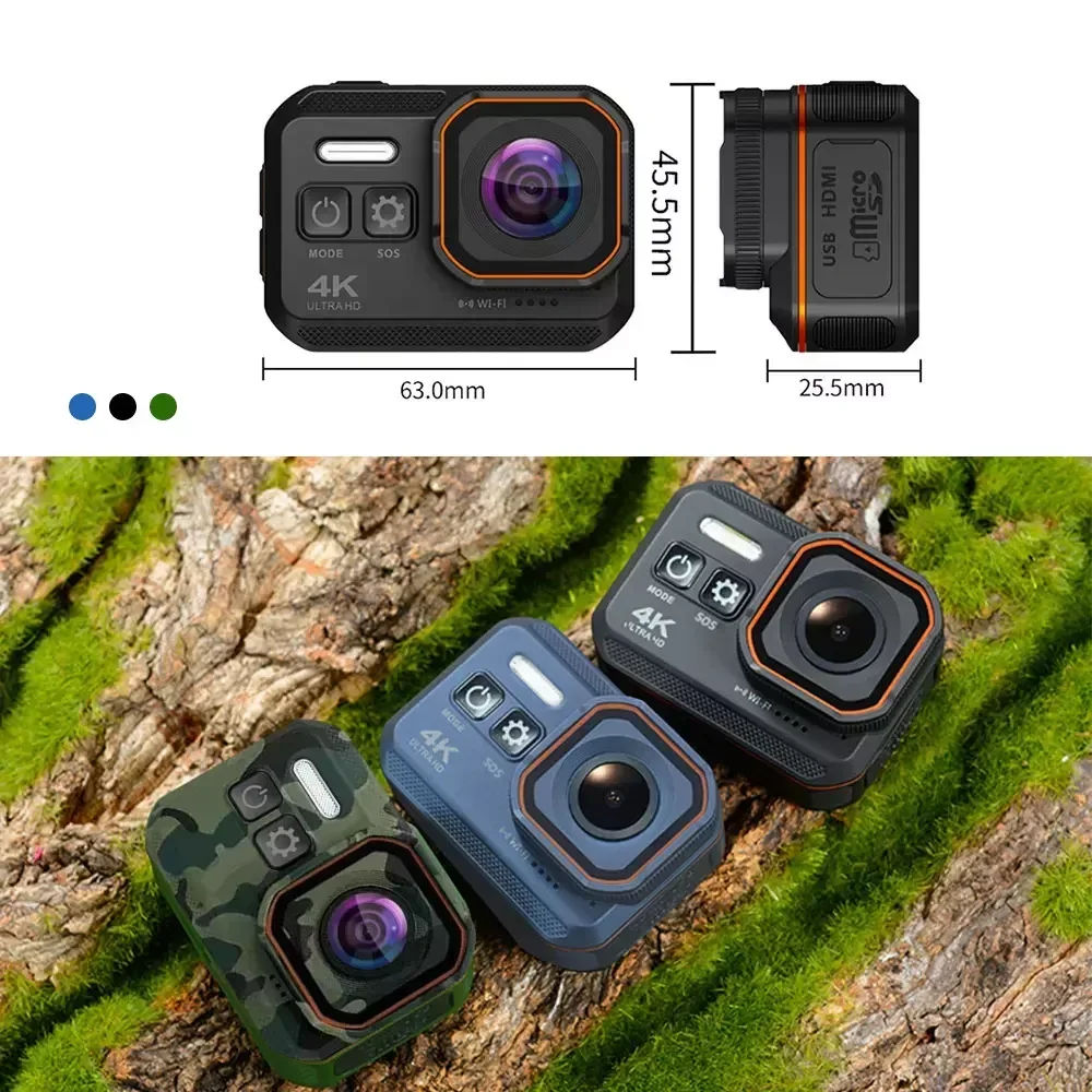 4K HD 60FPS Mini Camera Wifi Outdoor Sport 170° Wide Angle Action Kam Waterproof