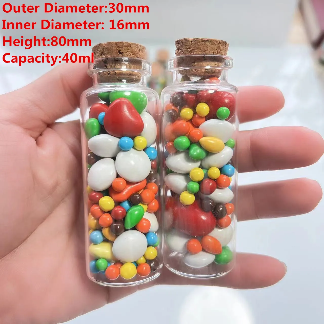 Glass Test Tube 16*30*80mm 40ml Glass Bottles Stopper Crafts Jars Small Transparent Empty DIY Wishing Bottle Cork Gift