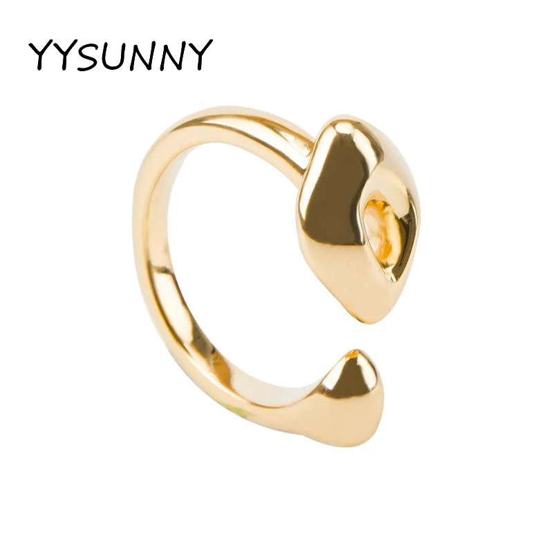 

YYSUNNY Simple S925 Sterling Silver Gold Plated Open Adjustable Ring for Women Fashion Ladies Engagement Jewelry Birthday Gift