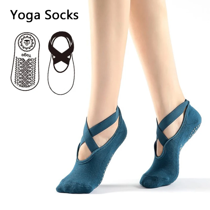 Calcetines de yoga pilates antideslizantes con agarres, paquete de 2 para  barras, entrenamiento descalzo, equilibrio de estabilidad, pies anchos para