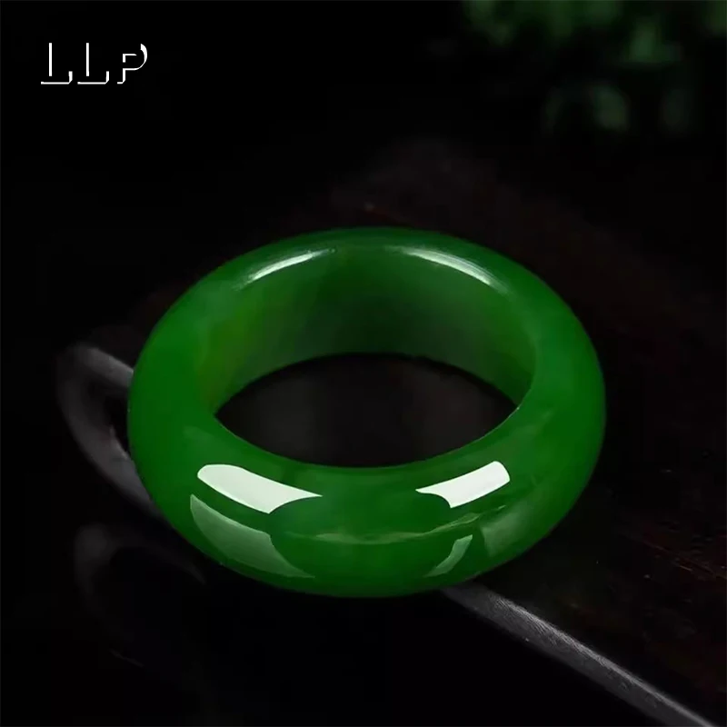Natürlicher grüner Hetian-Jade-Ring, chinesischer Jadeit-Amulett, modischer Charm-Schmuck, handgeschnitzt, Kunsthandwerk, Geschenke für Frauen und Männer – Detail 5