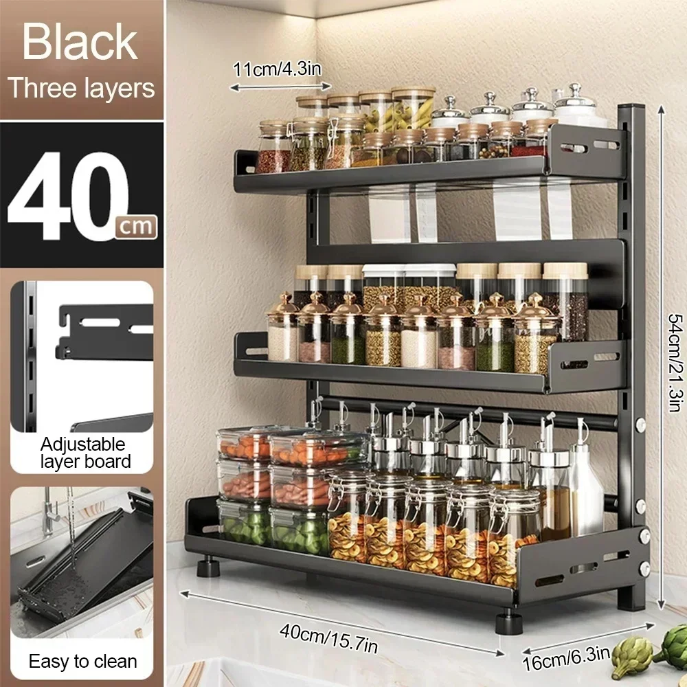 Atmungsaktives Küchenarbeitsplattenregal, 3-stufiges, verstellbares Metallregal, platzsparender Organizer für den täglichen Gebrauch zu Hause.