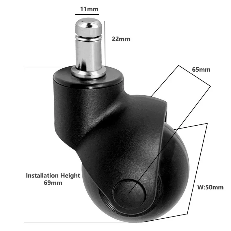 (5 Packs) 2 Inch Office Chair Casters Ball Type Nylon PU Wheels M11 Screw Insert General Furniture Caster Wheels