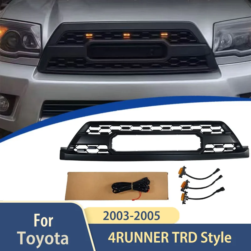 토요타 2003 2004 2005 4RUNNER TRD 스타일 레이싱 그릴 그리드라이언 그릴 LED 라이트 가드 보호 커버 장식 자동차 부품
