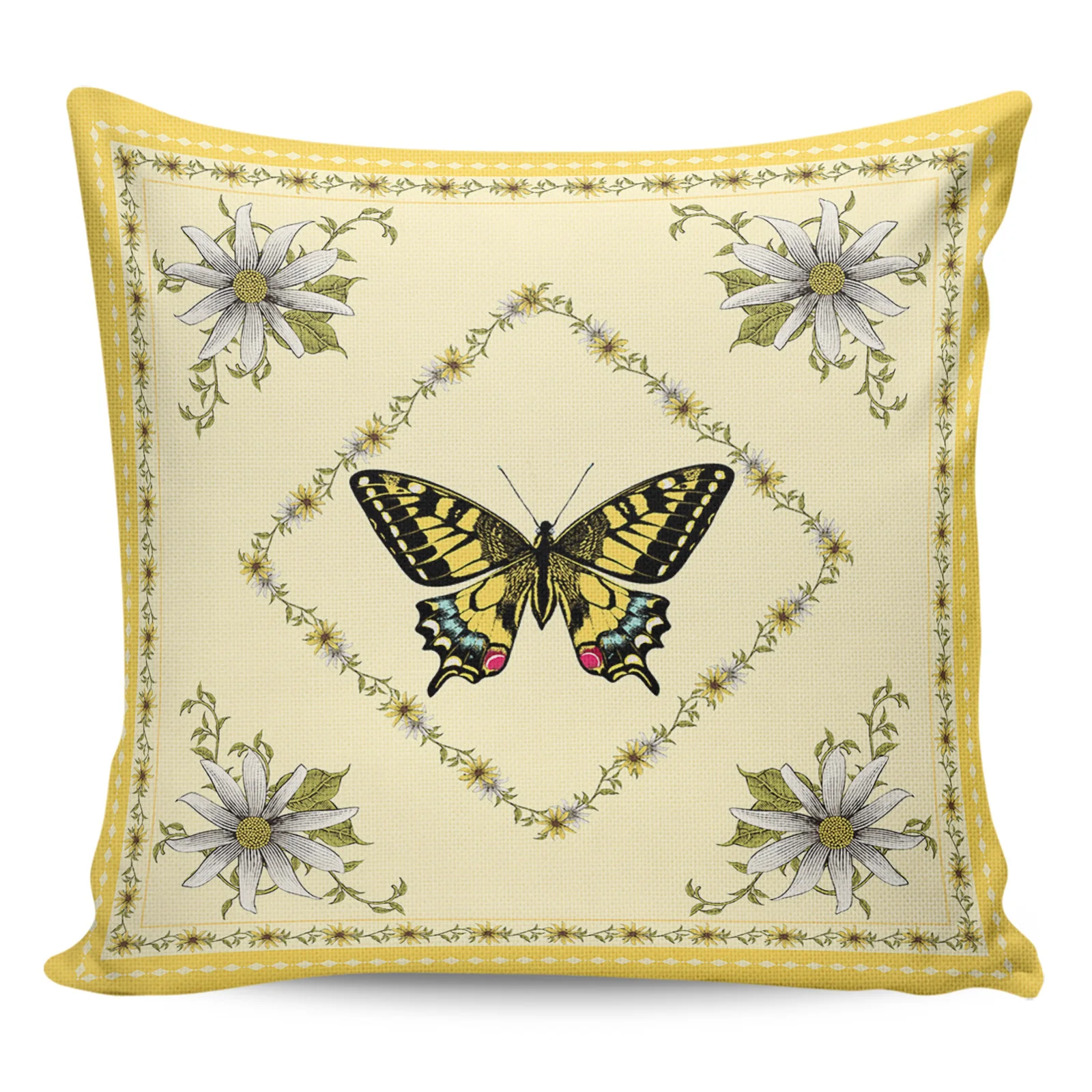 

2/4PCS Waterproof Pillow Cover Daisy Flower Butterfly Square Throw Pillowcase Home Decoration Sofa Cushion Cover