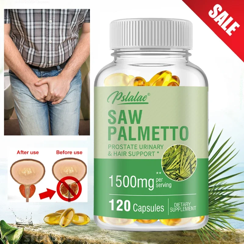 Saw Palmetto Supplement Promotes Prostate Health Blocks DHT Fights Hair Loss Gluten-free Non-GMO 120 Capsules