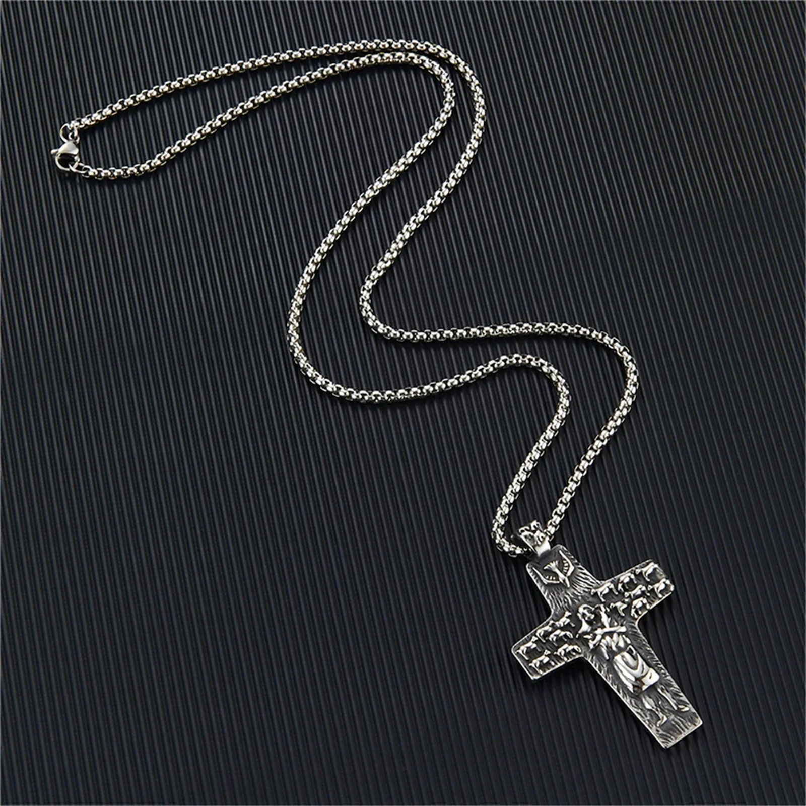 Pope Francis Papal Pectoral Cross the Good Shepherd Stainless Steel Pendant Necklace Catholic Religious Jewelry 3