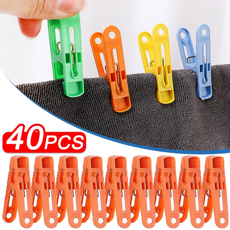 40/20Pcs Clothes Pegs Strong Windproof Laundry Clothespins Plastic Clothes Clip Hangers for Underwear Socks Drying Stand Holder