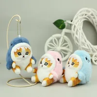 11CM Cute Kawaii Pendant Keychain Cloth Plush Doll Little Shark Cat Soft Toys Room Car Bag Decoration Key Rings Birthday Gift 1