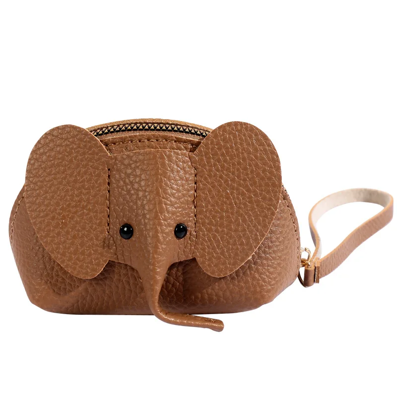 Bag pendant, female key, creative card bag, personalized elephant zipper, small wallet, solid color, multiple card slots, ID car 4