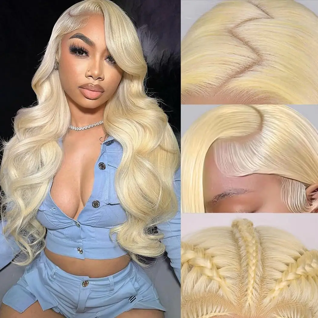 13x6 613 Lace Front Wig Human Hair 250% Density 36 Inch Body Wave Blonde Wig Human Hair 613 HD Lace Frontal Wigs