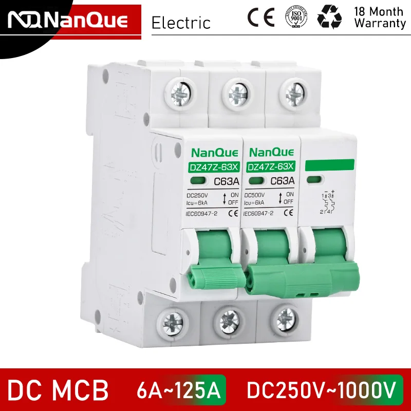 DC MCB 250V 500V 750V 1000V 1/2/3/4 Poles Photovoltaic Switch Solar Panel Protector Circuit Breaker for DC 16A 32A 50A 100A 125A circuit breaker,solar circuit breaker