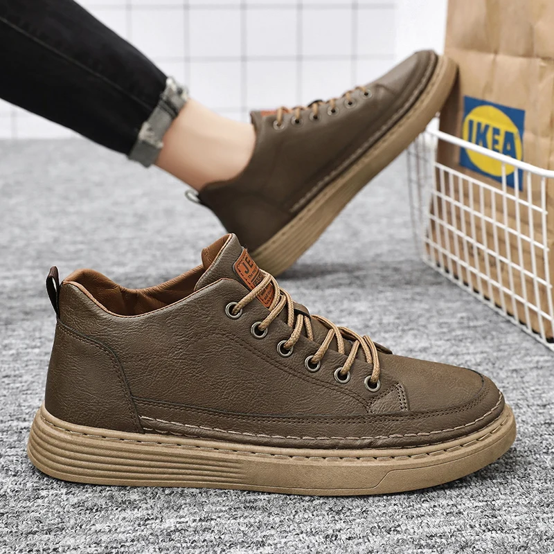 Baskets décontractées en cuir pour homme chaussures confort_voghion.com