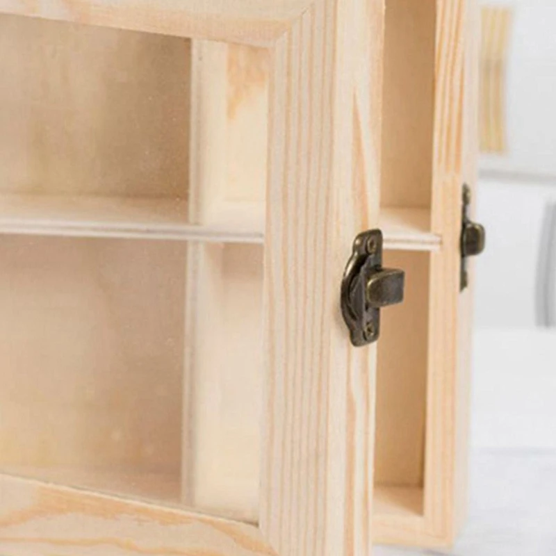 Display Cabinet Wooden Tea Coffee Rack Storage Box 8Compartment Wood + Glass 1 PCS 4