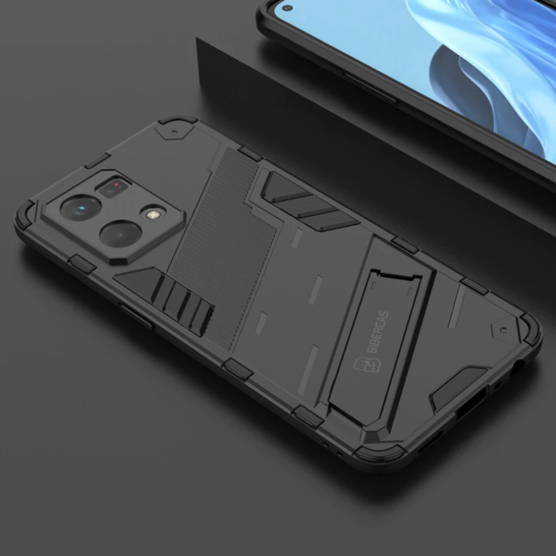 Shockproof Armor Back Cover with Kickstand for OPPO Reno Series - Anti-Fall Protective Case