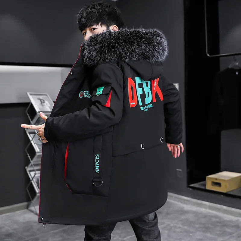 Winter Men Jackets Hip Hop Long Hooded Trench Coat Men Winter Streetwear Casual Jacket Men's Windbreaker