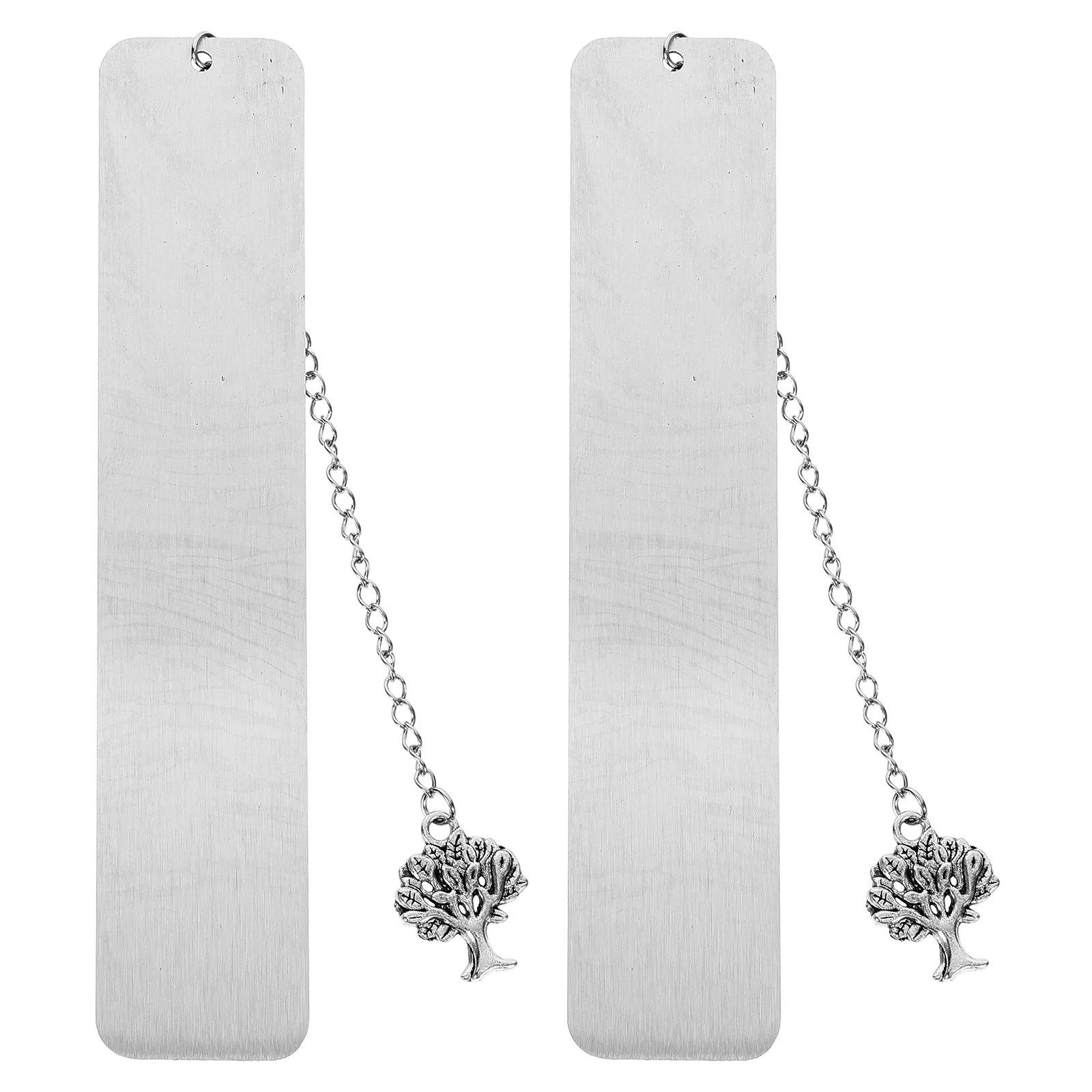 

2 Pcs Pendant Tag Stainless Steel Bookmark Student Blanks Tassel DIY with Chain Marks for Teacher Gifts Women