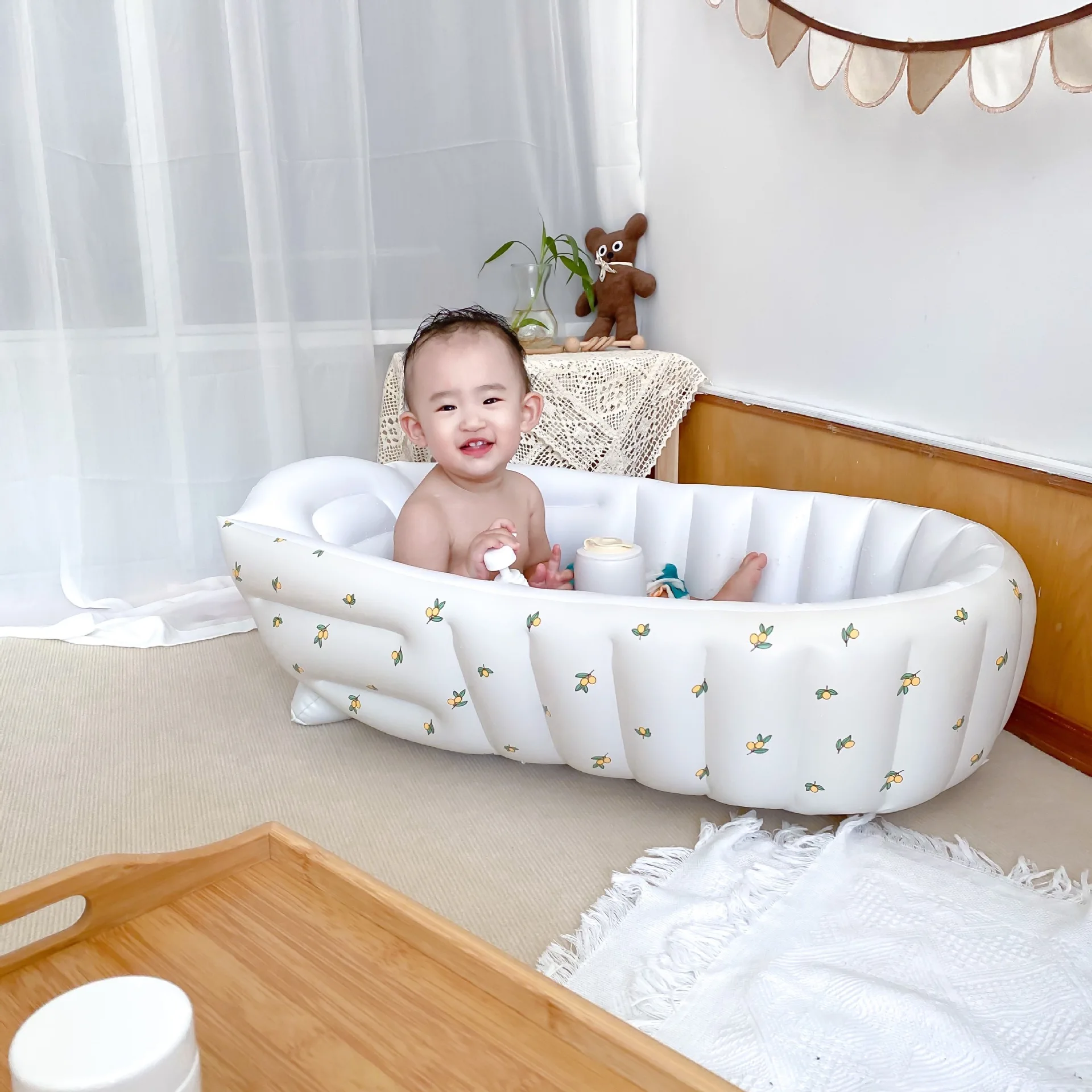 Comprar Bañera inflable plegable para bebés, portátil, de viaje, compacta,  para niños pequeños, bebés, bañera para bebés, lavabo para ducha, asiento,  baños, bañera para niños, piscina