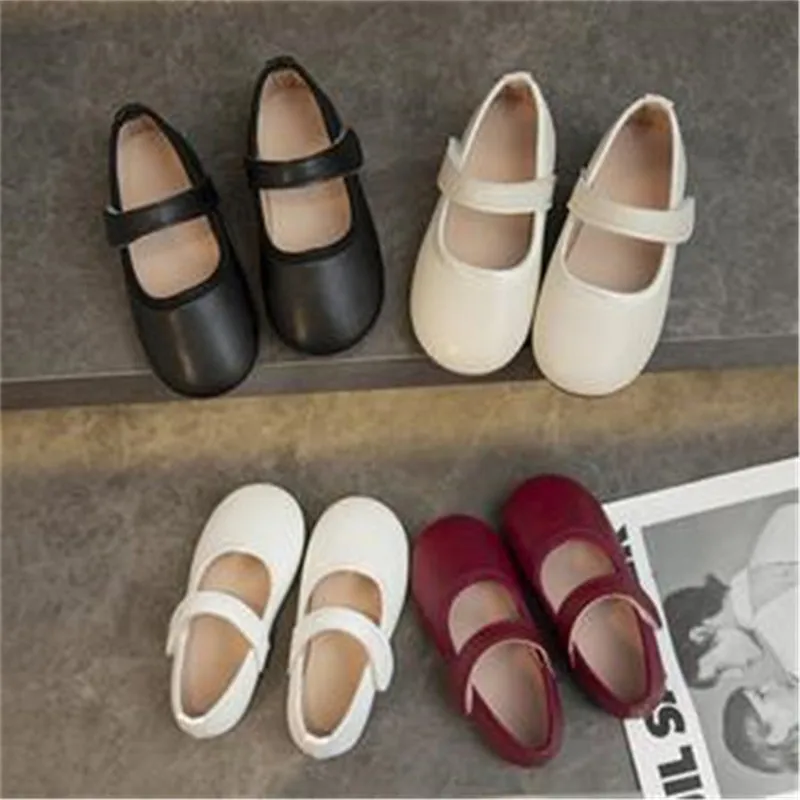 Little Girl's Mary Janes Soft Leather Plain Design Autumn Children Princess Shoes Light Round Toe Daily 21-30 Toddler Kids Flats baby children s oxfords kids restore ancient girls white princess dress shoes girl flats leisure shoes loafers mary janes shoes