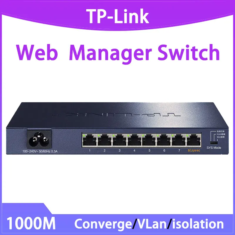 Tp link sg2008 8 port gigabit managed vlan switch 8x1000mbps ethernet