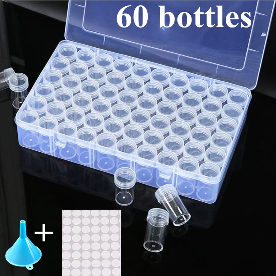 

28/32/38/56/60/64/80 Jar Diamond Embroidery Storage Box Diamond Painting Accessories Beads Container Mosaic Storage Boxes Tools