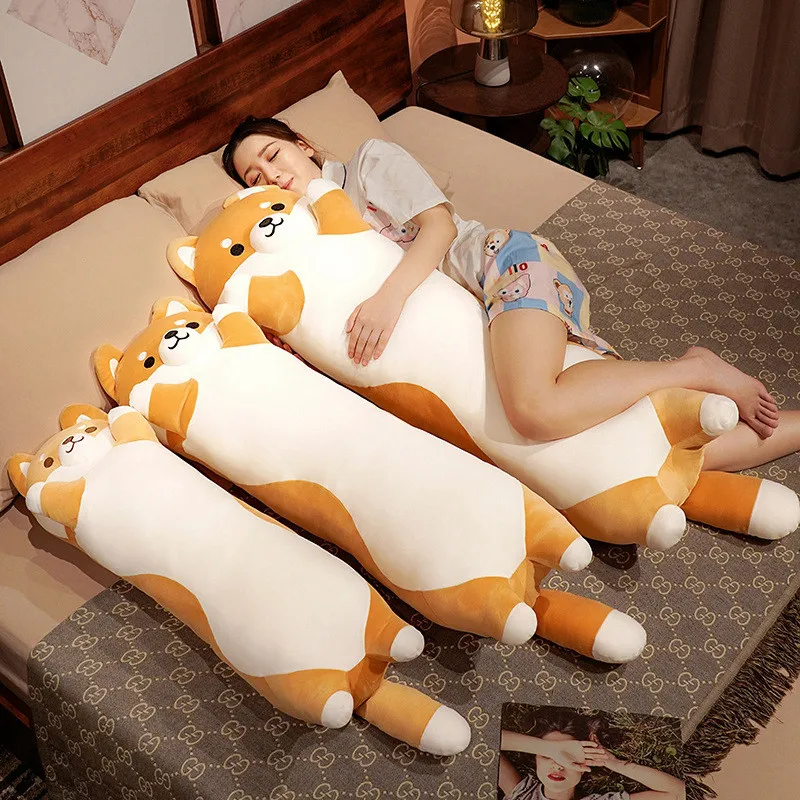 1PC 90~130cm Long Giant Cats Plush Toy Cylidrical Animal Bolster Pillow Cat Stuffed Plushie Children Sleeping Friend Gift