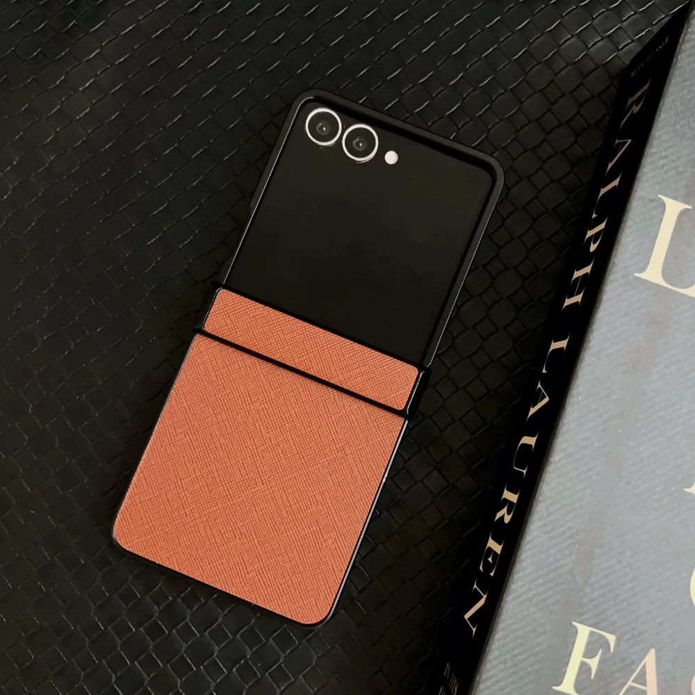 Luxury Lichee Pattern Leather Foldable Phone Case with Hinge Protection