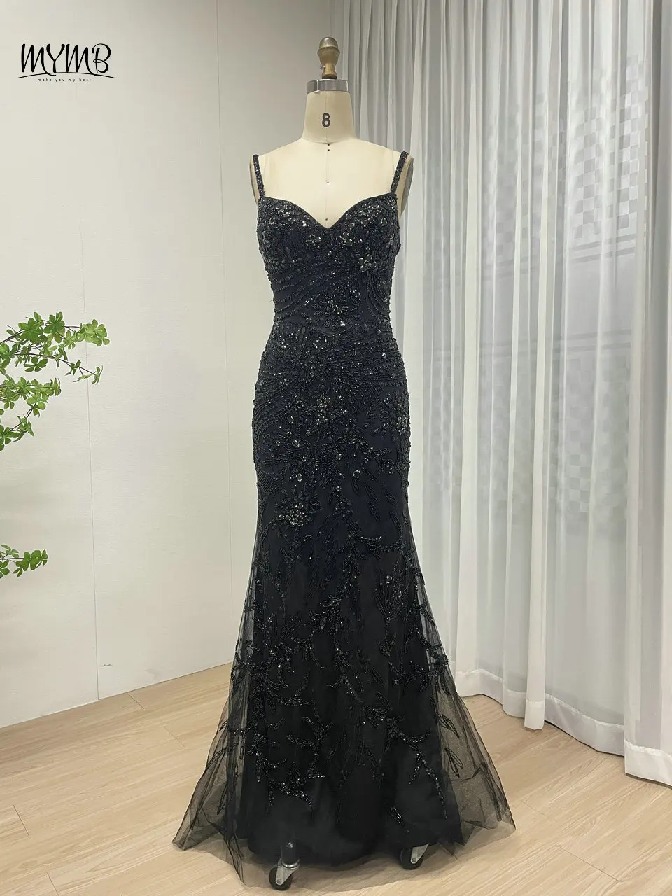 MYMB Neuankömmling Atemberaubendes Meerjungfrau-Abendkleid mit Perlen und abnehmbaren Cape-Ärmeln, luxuriöses Slip-Etui, formelles Partykleid MB40236-2 – Detail 15