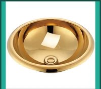 Antique Titanium Golden Copper Plated round Sink with Drainer Classical Luxury for Hotel & Home Bathroom Vanities 3