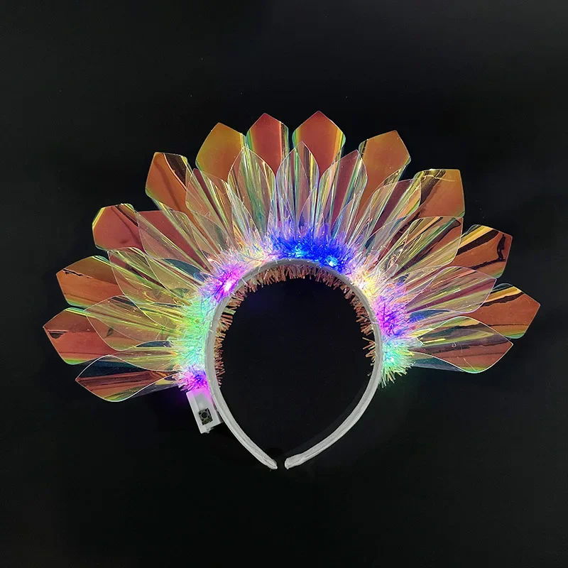 Women Girls Light Up Headband Flash Glowing Hair Bands Luminous Laser Hair Hoop For Party Accessories Colorful Children Headwear