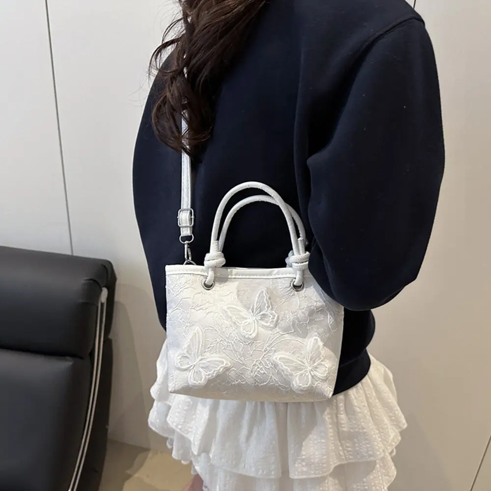 Creative Lace Shoulder Bags Elegant Handbags Embroidery Simple Tote Bag Women