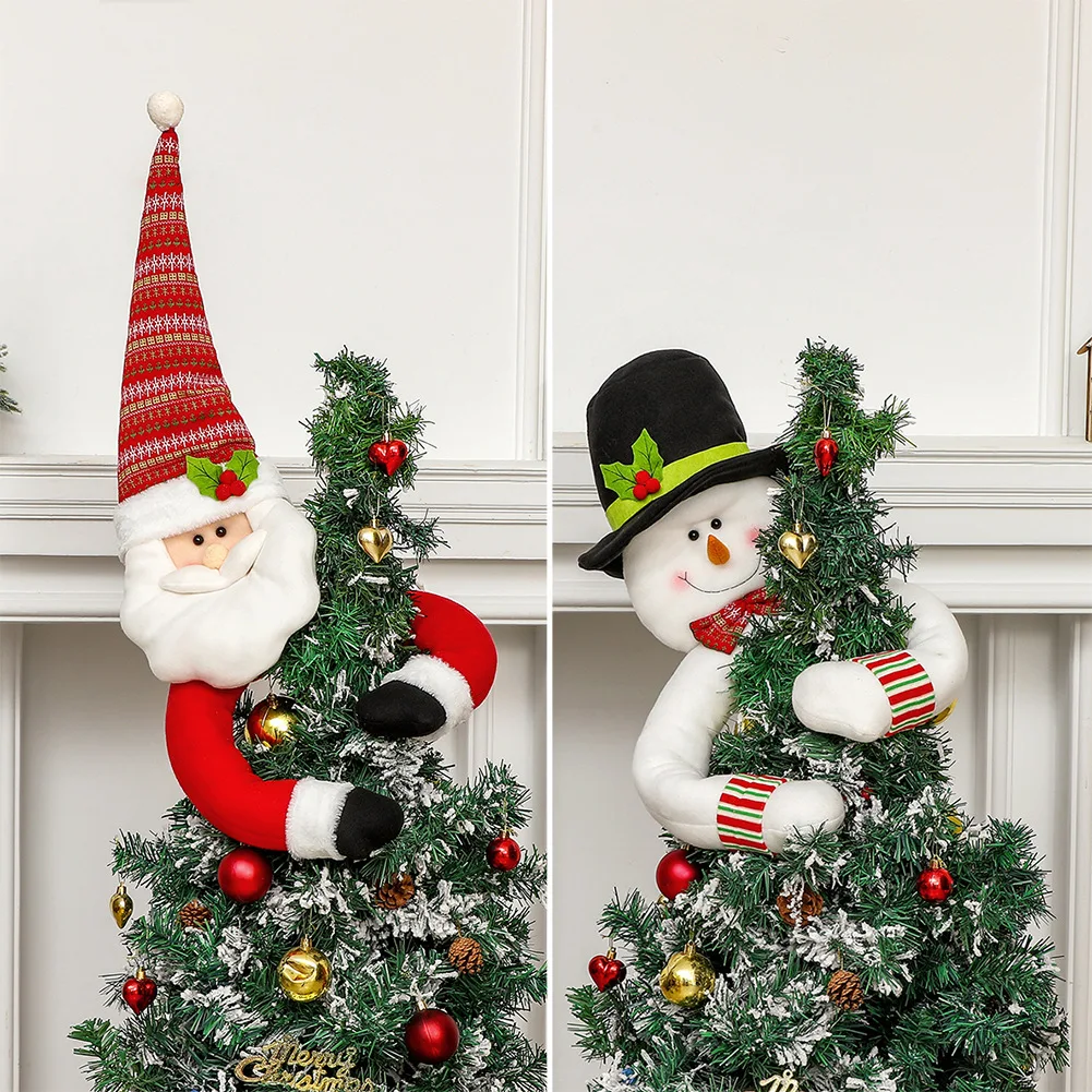 

96CM Christmas Tree Topper Cartoon Long Arm Santa Claus Snowman Reusable Holiday Decoration Xmas Tree Decoration Party Supplies