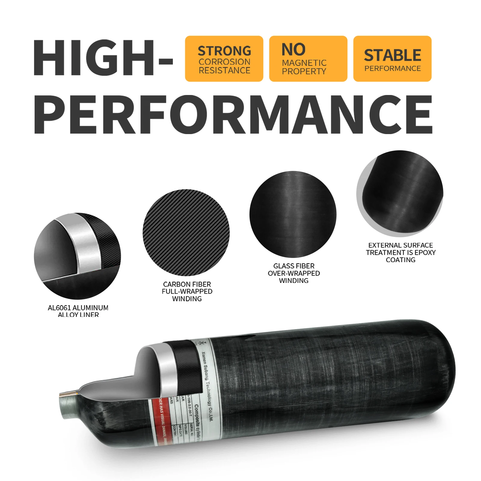 AC168 Acecare – compresseur d'air à haute pression, cylindre en Fiber de carbone, 6,8 l CE, 4500psi, pour la plongée  30
