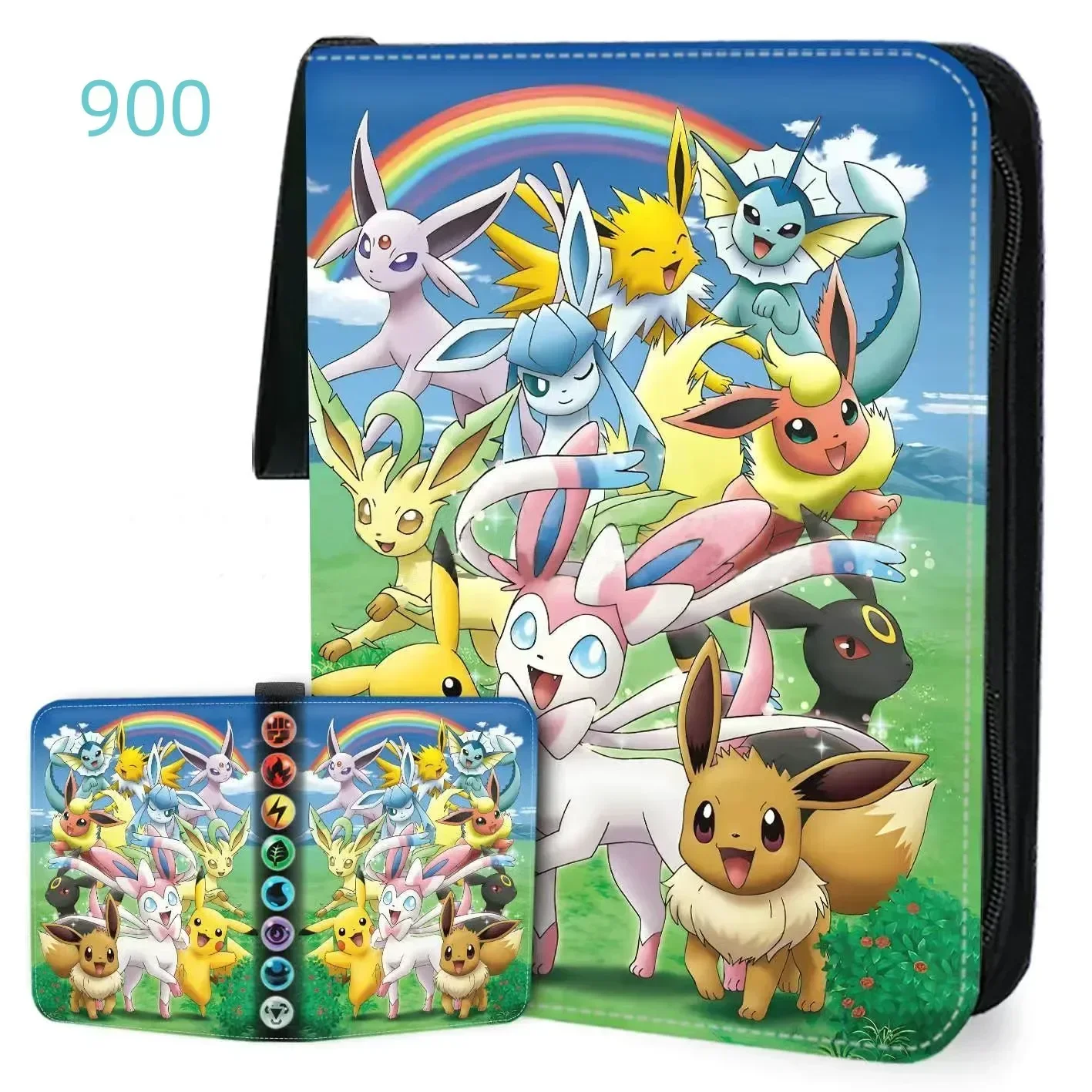 900 Pcs Pokemon Cartoon Game Collection Hobby Album Book Card Holder Toy  Zipper Binder Business Card Holder Birthday GiftforKids