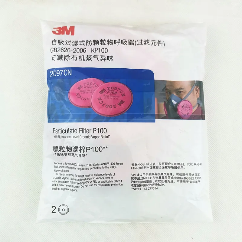 Filtres 3M 2097 P100 montés sur masque à gaz, protection efficace des particules fines