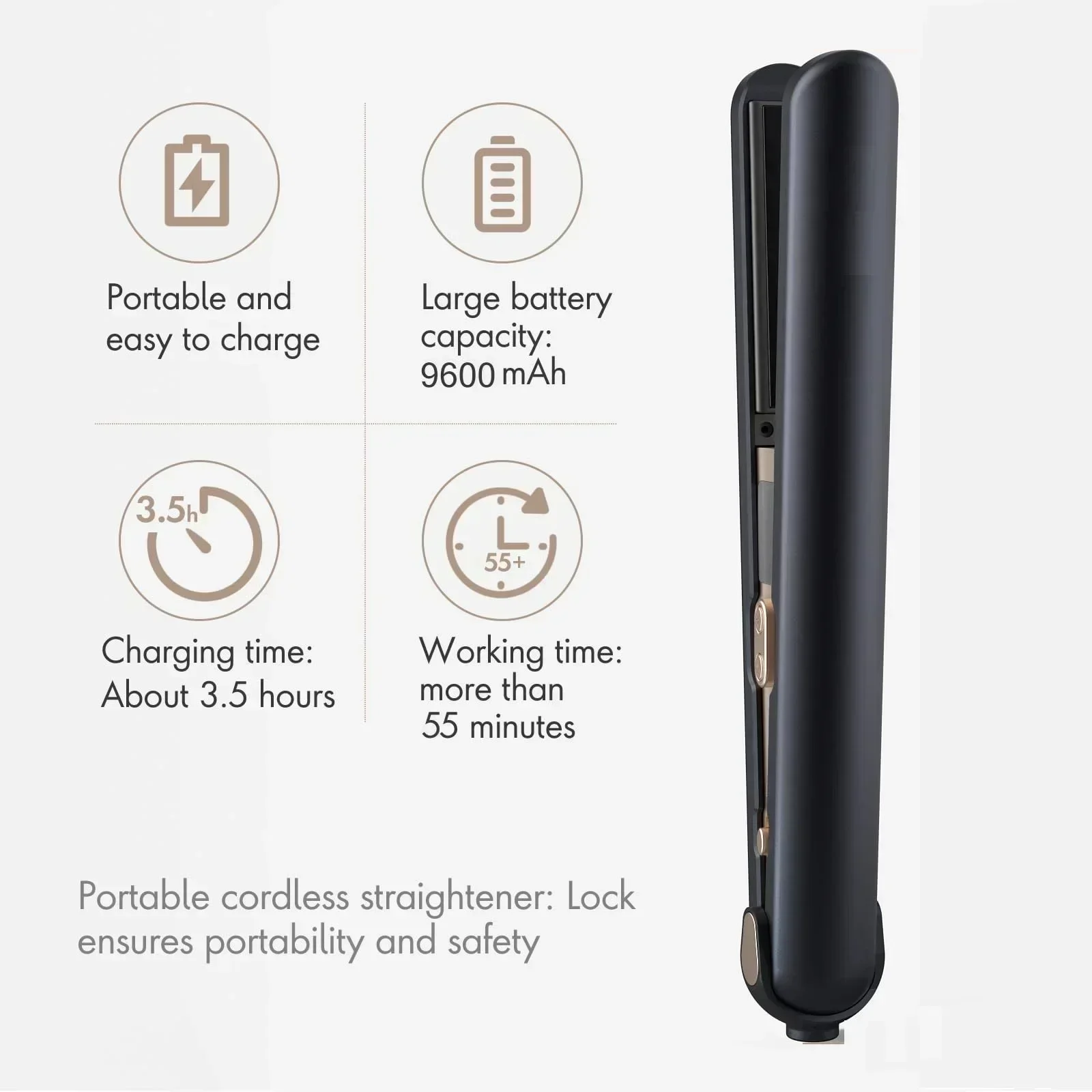 Wireless Portable Type-C Hair Straightener and Curler Perfect Travel Styling Tool for Students Dorms and On the Go 5
