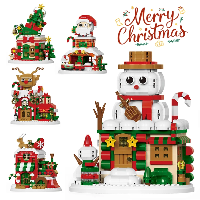Festive Micro Building Block Christmas Gift Set - Santa Claus, Reindeer & Holiday Puzzle Bricks