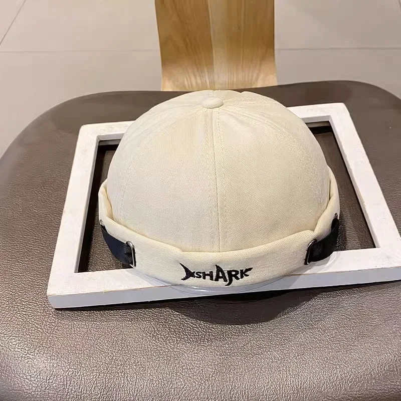 Fashionable Embroidered Brimless Hat Retro Hip-hop Men's Personalized Melon Skin Hat Adjustable Personalized Sailor Hat