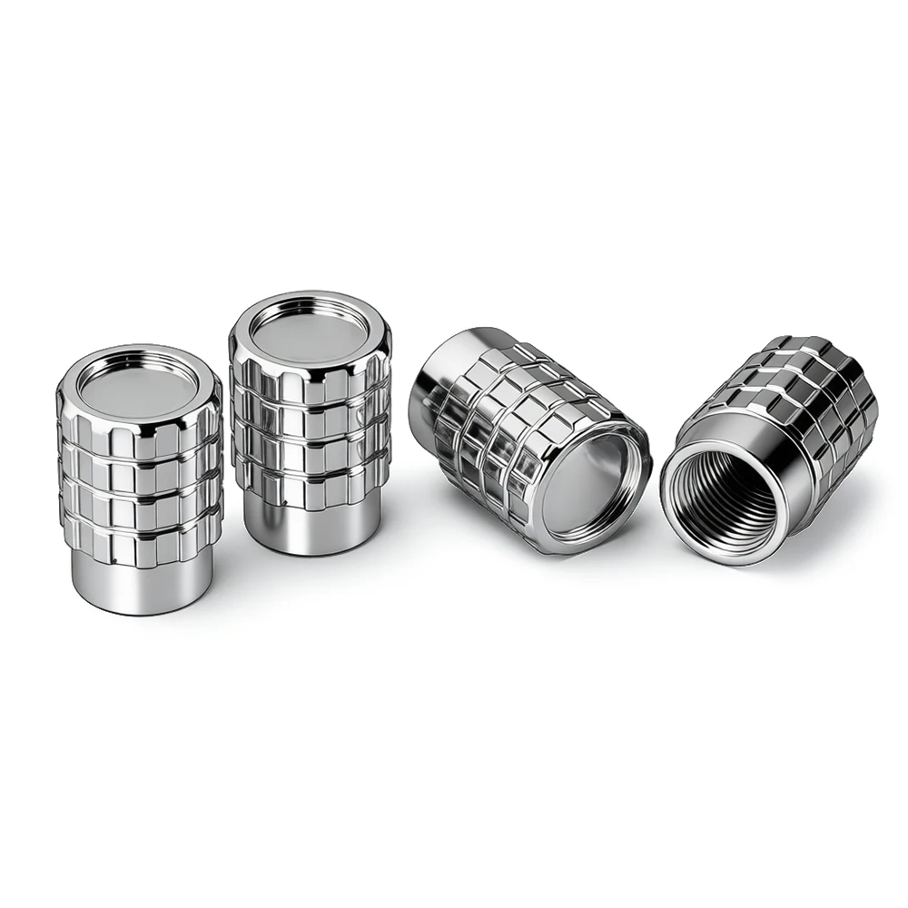 4Pcs Metallic Car Tire Valve Covers - Premium Quality Wheel Air Stem Caps